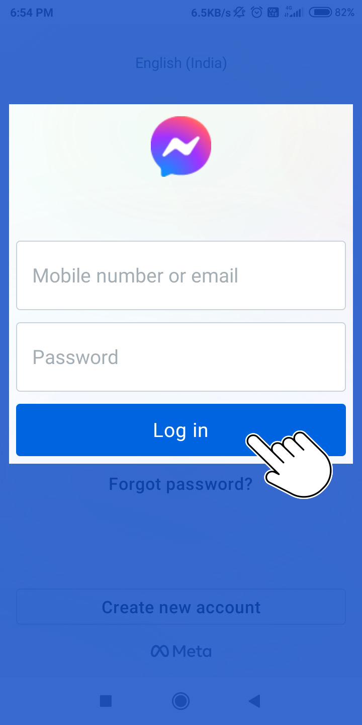 login into Facebook Messenger App