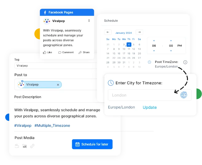 schedule facebook post multiple timezone