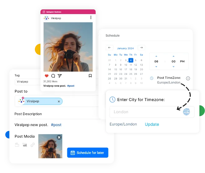 schedule instagram post multiple timezone