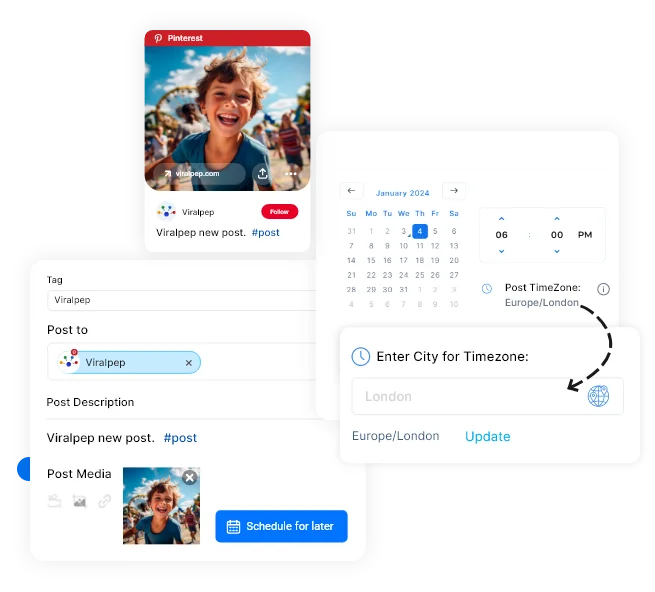 schedule pinterest post multiple timezone