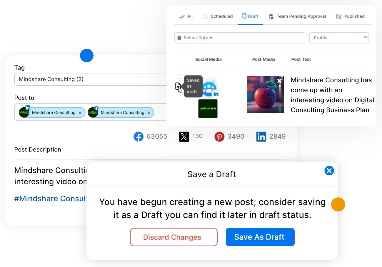 social media manage drafts